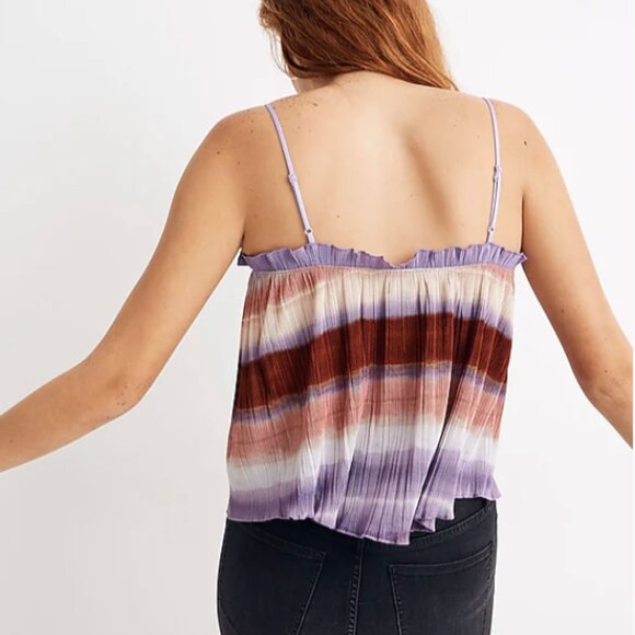 Madewell Texture & Thread Micropleat Tank Top in Ombré Rainbow, Size XL - Picture 2 of 9
